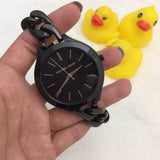 Michael Kors Slim Runway Black Dial Black Steel Strap Watch for Women - MK3317 Authentic Buy Shop Now