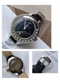 Swarovski Lovely Crystals Mother of Pearl Black Dial Black Leather Strap Watch for Women - 5242898 Authentic Buy Shop Now