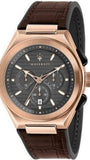 Maserati Triconic Chronograph Grey Dial Brown Leather Strap Watch For Men - R8871639003 Authentic Buy Shop Now