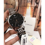 Emporio Armani Beta Chronograph Black Dial Steel Strap Watch For Men - AR1863 Authentic Buy Shop Now