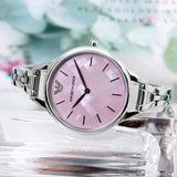 Emporio Armani Aurora Mother Of Pearl Purple Dial Silver Steel Strap Watch For Women - AR11122 Authentic Buy Shop Now