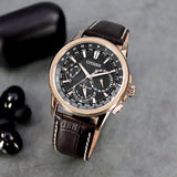 Citizen Eco Drive Calendrier Black Dial Brown Leather StrapWatch For Men - BU2023-12E Authentic Buy Shop Now