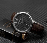 Emporio Armani Renato Quartz Black Dial Brown Leather Strap Watch For Men - AR11187 Authentic Buy Shop Now