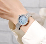 Emporio Armani Rosa Diamonds Mother of Pearl Blue Dial Silver Mesh Bracelet Watch For Women - AR11380 Authentic Buy Shop Now