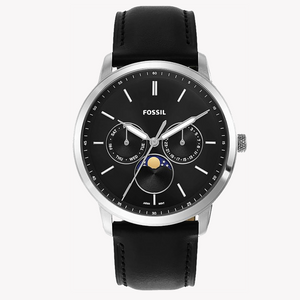 Fossil Neutra Minimalist Moonphase Black Dial Black Leather Strap Watch for Men - FS5904 Authentic Buy Shop Now