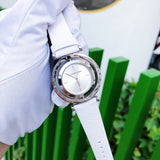 Michael Kors Averi Silver Dial White Leather Strap Watch for Women - MK2524 Authentic Buy Shop Now