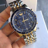 Emporio Armani Tazio Chronograph Blue Dial Two Tone Stainless Steel Watch For Men - AR6088 Authentic Buy Shop Now