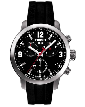 Tissot PRC 200 Chronograph Black Dial Black Rubber Strap Watch for Men - T114.417.17.057.00 Authentic Buy Shop Now
