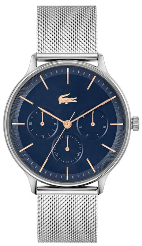 Lacoste Club Multifunction Blue Dial Silver Mesh Strap Watch for Men - 2011228 Authentic Buy Shop Now