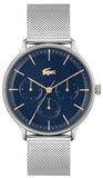 Lacoste Club Multifunction Blue Dial Silver Mesh Strap Watch for Men - 2011228 Authentic Buy Shop Now