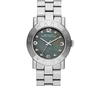 Marc Jacobs Amy Analog Mother of Pearl Grey Dial Silver Steel Strap Watch for Women - MBM8608 Authentic Buy Shop Now
