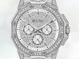 Bulova Crystal Collection Pave Silver Dial with Crystals Silver Steel Strap Watch for Men - 96C134 Authentic Buy Shop Now