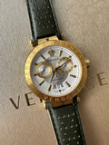 Versace Aion Chronograph White Dial Green Leather Strap Watch for Men - VBR020017 Authentic Buy Shop Now