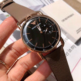 Emporio Armani Aviator Quartz Black Dial Brown Leather Strap Watch For Men - AR11337 Authentic Buy Shop Now