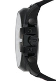 Diesel Mega Chief Chronograph Silver Dial Black Leather Strap Watch For Men - DZ4512 Authentic Buy Shop Now