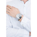 Diesel Mega Chief Chronograph Silver Dial Silver Steel Strap Watch For Men - DZ4501 Authentic Buy Shop Now
