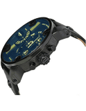 Diesel Little Daddy Blue Dial Black Leather Strap Watch For Men - DZ7257 Authentic Buy Shop Now