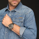 Diesel Little Daddy Dual Time Chronograph Grey Dial Stainless Steel Strap Watch For Men - DZ7263 Authentic Buy Shop Now