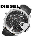Diesel Uber Chief Oversized 4 Time Black Dial Leather Strap Watch For Men - DZ7376 Authentic Buy Shop Now