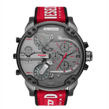 Diesel Mr Daddy 2.0 Chronograph Grey Dial Red Rubber Strap Watch For Men - DZ7423 Authentic Buy Shop Now