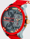Diesel Mr Daddy 2.0 Chronograph Grey Dial Red Rubber Strap Watch For Men - DZ7430 Authentic Buy Shop Now