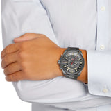 Diesel Mega Chief Chronograph Grey Dial Grey Steel Strap Watch For Men - DZ4421 Authentic Buy Shop Now