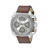 Diesel BAMF Chronograph Beige Dial Brown Leather Strap Watch For Men - DZ7343 Authentic Buy Shop Now