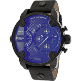 Diesel Little Daddy Blue Dial Black Leather Strap Watch For Men - DZ7257 Authentic Buy Shop Now