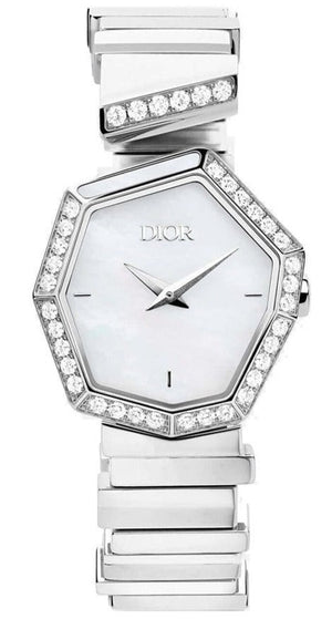 Dior Gem Dior Mother of Pearl Diamonds White Dial White Leather Strap Watch for Women - CD18111X1006 Authentic Buy Shop Now