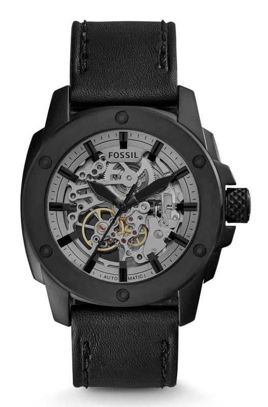 Fossil Modern Machine Automatic Skeleton Grey Dial Black Steel Strap Watch for Men - ME3134 Authentic Buy Shop Now