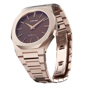 D1 Milano Ultra Thin Brown Dial Gold Steel Strap Watch for Men - D1-UTBJ13 Authentic Buy Shop Now