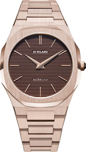 D1 Milano Ultra Thin Brown Dial Gold Steel Strap Watch for Men - D1-UTBJ13 Authentic Buy Shop Now
