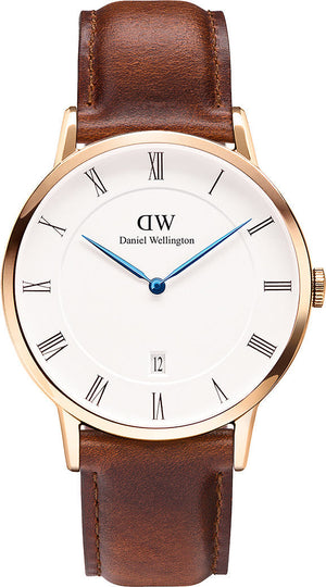Daniel Wellington Dapper St Mawes White Dial Brown Leather Strap Watch For Men - DW00100083 Authentic Buy Shop Now