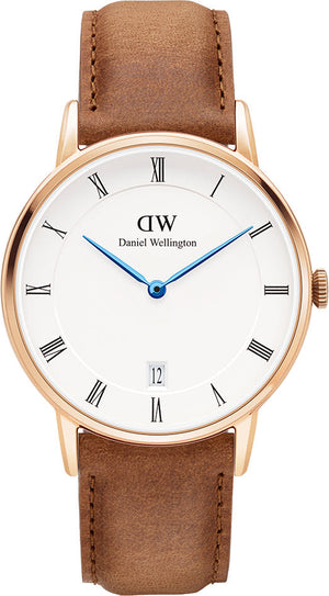 Daniel Wellington Dapper Durham White Dial Brown Leather Strap Watch For Women - DW00100113 Authentic Buy Shop Now