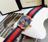 Gucci G Timeless Bee Red & Blue Dial Red Two Tone Nylon Strap Watch For Men - YA1264061 Authentic Buy Shop Now