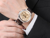 Emporio Armani Classic Chronograph Beige Dial Brown Leather Strap Watch For Men - AR2433 Authentic Buy Shop Now