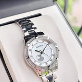 Bulova Crystal Silver Dial Silver Steel Strap Watch for Women - 96L226 Authentic Buy Shop Now