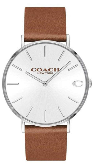 Coach Charles Silver Dial Brown Leather Strap Watch for Men - 14602152 Authentic Buy Shop Now