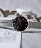 Daniel Wellington Classic Petite Sterling Black Dial Silver Mesh Bracelet Watch For Women - DW00100162 Authentic Buy Shop Now