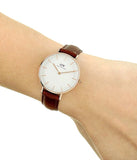Daniel Wellington Petite St Mawes White Dial Brown Leather Strap Watch For Women - DW00100175 Authentic Buy Shop Now