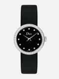 Dior La D De Dior Diamonds Black and Blue Dial Black Leather Strap Watch for Women - CD047111A004 0000 Authentic Buy Shop Now