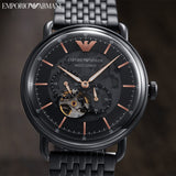 Emporio Armani Automatic Multifunction Black Dial Black Mesh Bracelet Watch For Men - AR60025 Authentic Buy Shop Now
