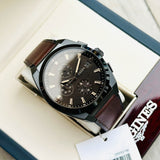 Fossil Everett Chronograph Black Dial Brown Leather Strap Watch for Men - FS5798 Authentic Buy Shop Now
