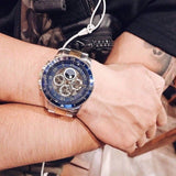 Fossil Grant Sport Automatic Skeleton Blue Dial Two Tone Steel Strap Watch for Men - ME3141 Authentic Buy Shop Now