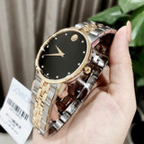 Movado Museum Classic Diamonds Black Dial Two Tone Steel Strap Watch for Men - 0607202 Authentic Buy Shop Now