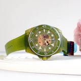 Gucci Dive Automatic Green Dial Green Rubber Strap Unisex Watch - YA136345 Authentic Buy Shop Now