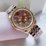 Michael Kors Lexington Chronograph Gold Dial Gold Steel Strap Watch For Men - MK8579 Authentic Buy Shop Now