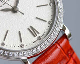 IWC Portofino Automatic Diamonds Silver Dial Red Leather Strap Watch for Women - IW357408 Authentic Buy Shop Now