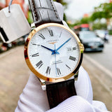 Longines Record Automatic Stainless Steel 18K Gold Watch for Men - L2.821.5.11.2 Authentic Buy Shop Now