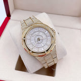 Michael Kors Lennox Three Hand Crystals White Dial Gold Steel Strap Watch For Women - MK6991 Authentic Buy Shop Now